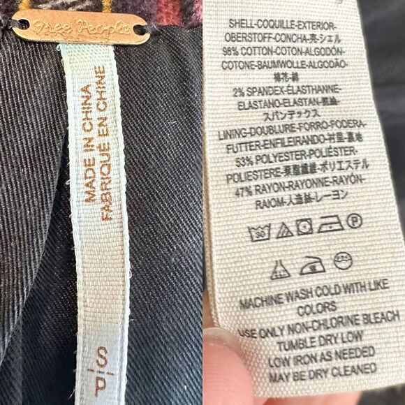 Free People B-Line Blazer Velvet Striped Button Pockets Burgundy Red Size S - Picture 12 of 15